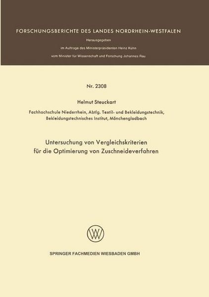 Produktbild: Untersuchung von Vergleichskriterien f&uuml;r die Optimierung von Zuschneideverfahren