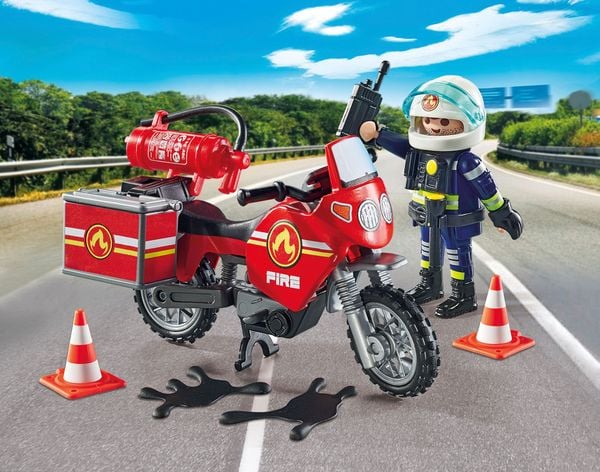 PLAYMOBIL 71466 - Action Heroes - Feuerwehrmotorrad am Unfallort