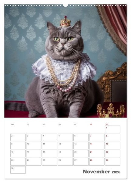 Produktbild: Royale Katzen Portraits (Wandkalender 2026 DIN A2 hoch), CALVENDO Monatskalender
