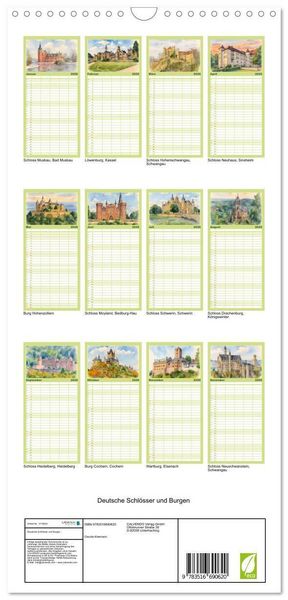 Produktbild: Familienplaner 2026 - Deutsche Schl&ouml;sser und Burgen mit 5 Spalten (Wandkalender, 21 x 45 cm) CALVENDO