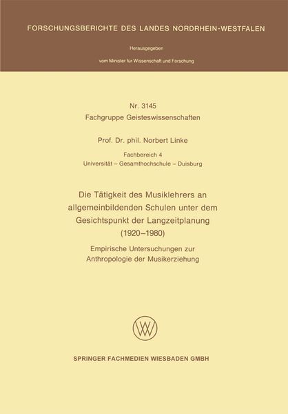 Produktbild: Die T&auml;tigkeit des Musiklehrers an allgemeinbildenden Schulen unter dem Gesichtspunkt der Langzeitplanung (1920 &ndash; 1980)
