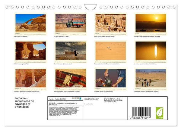 Produktbild: Jordanie - impressions de paysages et d'h&eacute;ritages (Calendrier mural 2026 DIN A4 vertical), CALVENDO calendrier mensuel