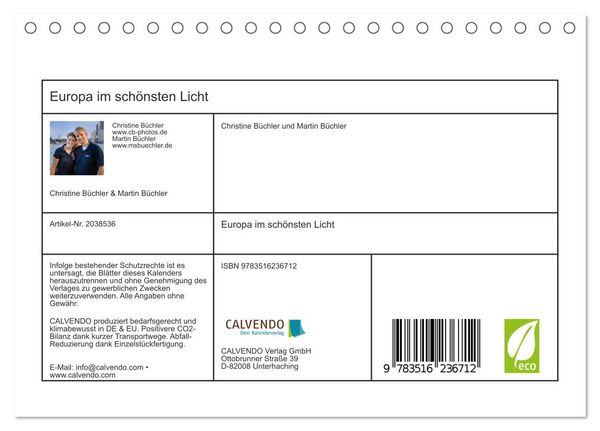 Produktbild: Europa im sch&ouml;nsten Licht (Tischkalender 2026 DIN A5 quer), CALVENDO Monatskalender