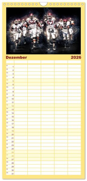 Produktbild: Familienplaner 2026 - American Football - so cool mit 5 Spalten (Wandkalender, 21 x 45 cm) CALVENDO