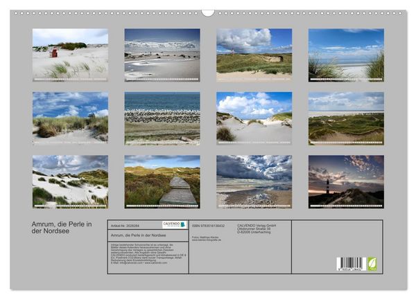 Produktbild: Amrum, die Perle in der Nordsee (Wandkalender 2026 DIN A2 quer), CALVENDO Monatskalender