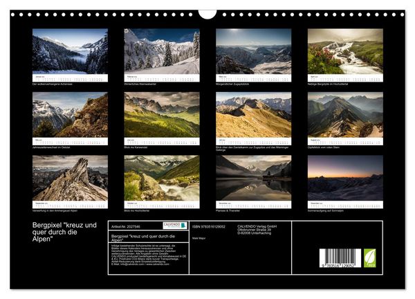 Produktbild: Bergpixel "kreuz und quer durch die Alpen" (Wandkalender 2026 DIN A3 quer), CALVENDO Monatskalender