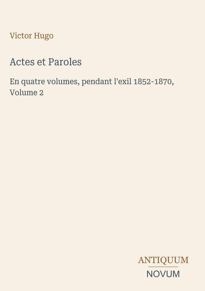 Produktbild: Actes et Paroles