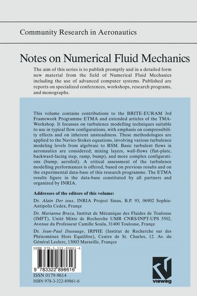 Produktbild: Computation and Comparison of Efficient Turbulence Models for Aeronautics &mdash; European Research Project ETMA