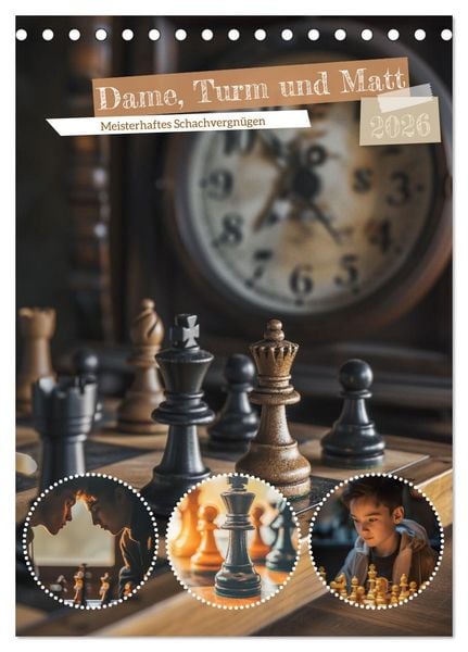 Produktbild: Dame, Turm und Matt (Tischkalender 2026 DIN A5 hoch), CALVENDO Monatskalender