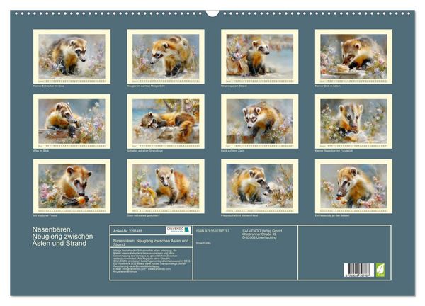 Produktbild: Nasenb&auml;ren. Neugierig zwischen &Auml;sten und Strand (Wandkalender 2027 DIN A2 quer), CALVENDO Monatskalender