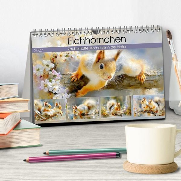 Produktbild: Eichh&ouml;rnchen. Zauberhafte Momente in der Natur (Tischkalender 2027 DIN A5 quer), CALVENDO Monatskalender