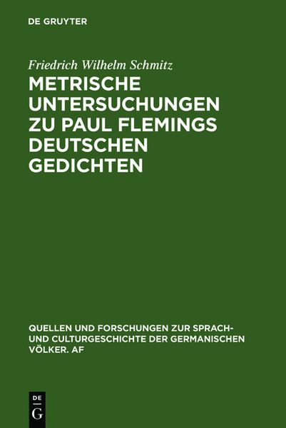 Produktbild: Metrische Untersuchungen zu Paul Flemings deutschen Gedichten