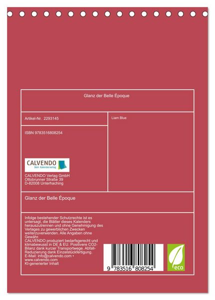 Produktbild: Glanz der Belle &Eacute;poque (Tischkalender 2027 DIN A5 hoch), CALVENDO Monatskalender