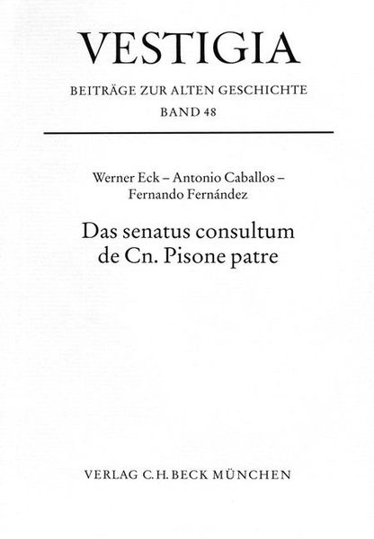 Produktbild: Das senatus consultum de Cn. Pisone patre