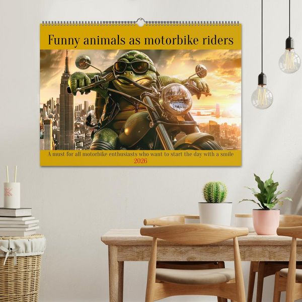 Produktbild: Funny animals as motorbike riders (Wall Calendar 2026 DIN A2 landscape), CALVENDO 12 Month Wall Calendar
