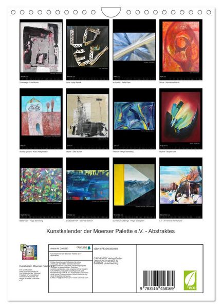 Produktbild: Kunstkalender der Moerser Palette e.V. - Abstraktes (Wandkalender 2026 DIN A4 hoch), CALVENDO Monatskalender