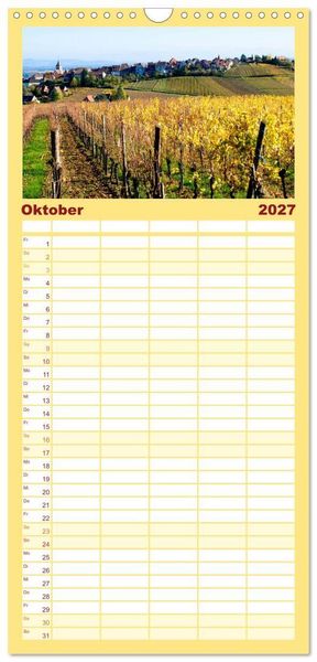 Produktbild: Familienplaner 2027 - Dorfidyllen in Frankreich mit 5 Spalten (Wandkalender, 21 x 45 cm) CALVENDO