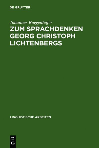 Produktbild: Zum Sprachdenken Georg Christoph Lichtenbergs