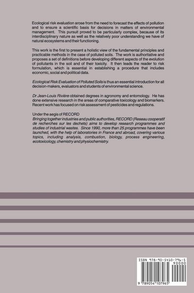 Produktbild: Ecological Risk Evaluation of Polluted Soils