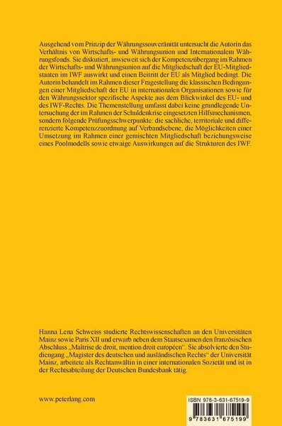 Produktbild: Die Wirtschafts- und W&auml;hrungsunion und der Internationale W&auml;hrungsfonds