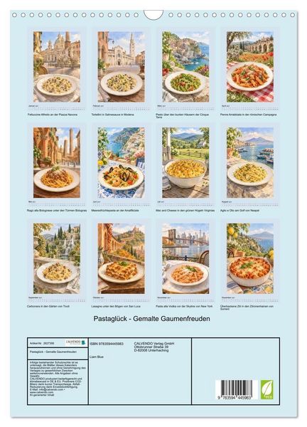 Produktbild: Pastagl&uuml;ck - Gemalte Gaumenfreuden (Wandkalender 2027 DIN A3 hoch), CALVENDO Monatskalender