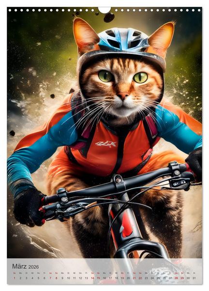 Produktbild: Outdoorsport f&uuml;r Katzen (Wandkalender 2026 DIN A3 hoch), CALVENDO Monatskalender