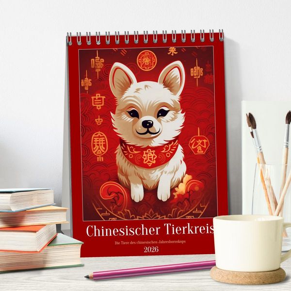 Produktbild: Chinesischer Tierkreis (Tischkalender 2026 DIN A5 hoch), CALVENDO Monatskalender
