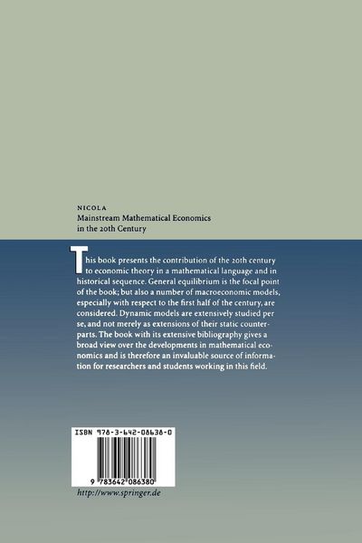 Produktbild: Mainstream Mathematical Economics in the 20th Century