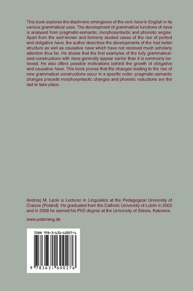 Produktbild: Grammaticalisation Paths of &laquo;Have&raquo; in English