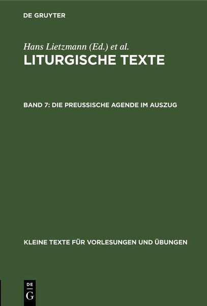 Produktbild: Die Preussische Agende im Auszug