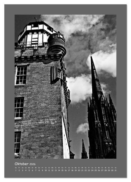 Produktbild: Edinburgh in schwarzwei&szlig; (Wandkalender 2026 DIN A2 hoch), CALVENDO Monatskalender