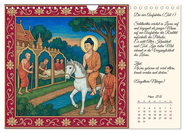 Produktbild: Siddhartas Pfad zum Buddha (Wandkalender 2026 DIN A4 quer), CALVENDO Monatskalender
