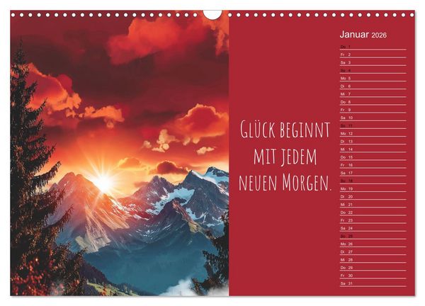 Produktbild: Eine Portion Gl&uuml;ck - Motivationskalender f&uuml;rs ganze Jahr (Wandkalender 2026 DIN A3 quer), CALVENDO Monatskalender