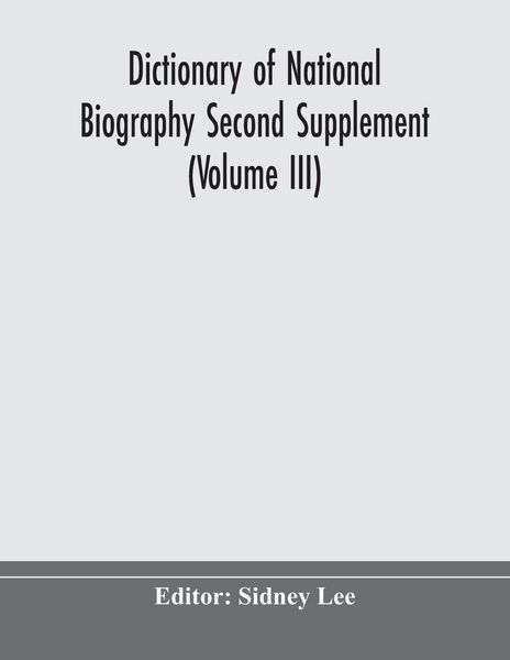 Produktbild: Dictionary Of National Biography Second Supplement (Volume Iii)