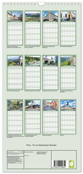 Produktbild: Familienplaner 2026 - Pirna - Tor zur S&auml;chsischen Schweiz mit 5 Spalten (Wandkalender, 21 x 45 cm) CALVENDO