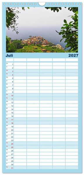 Produktbild: Familienplaner 2027 - Cinque Terre - die bunten D&ouml;rfer Liguriens mit 5 Spalten (Wandkalender, 21 x 45 cm) CALVENDO