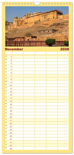 Produktbild: Familienplaner 2026 - Faszination Indien mit 5 Spalten (Wandkalender, 21 x 45 cm) CALVENDO