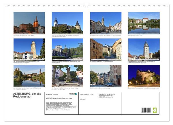 Produktbild: ALTENBURG, die alte Residenzstadt (Wandkalender 2026 DIN A2 quer), CALVENDO Monatskalender