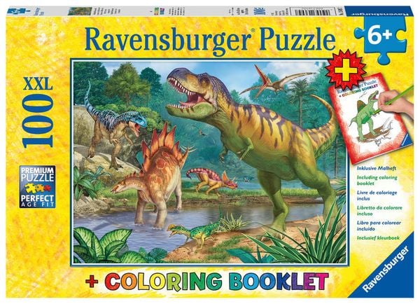 Produktbild: Puzzle Ravensburger Welt der Dinosaurier 100 Teile XXL Colouring Booklet