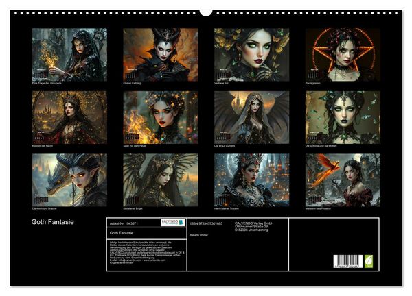 Produktbild: Goth Fantasie (Wandkalender 2026 DIN A2 quer), CALVENDO Monatskalender