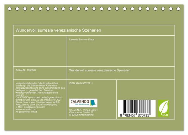 Produktbild: Wundervoll surreale venezianische Szenerien (Tischkalender 2026 DIN A5 quer), CALVENDO Monatskalender