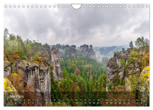 Produktbild: Elbsandsteingebirge - Rund um die Bastei (Wandkalender 2026 DIN A4 quer), CALVENDO Monatskalender