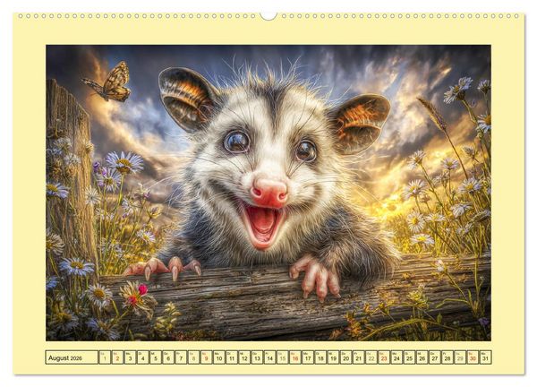Produktbild: Sanfte Beutelratten. Opossums im stillen Rhythmus der Natur (hochwertiger Premium Wandkalender 2026 DIN A2 quer), Kunstdruck in Hochglanz