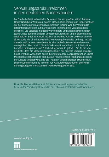 Produktbild: Verwaltungsstrukturreformen in den deutschen Bundesl&auml;ndern