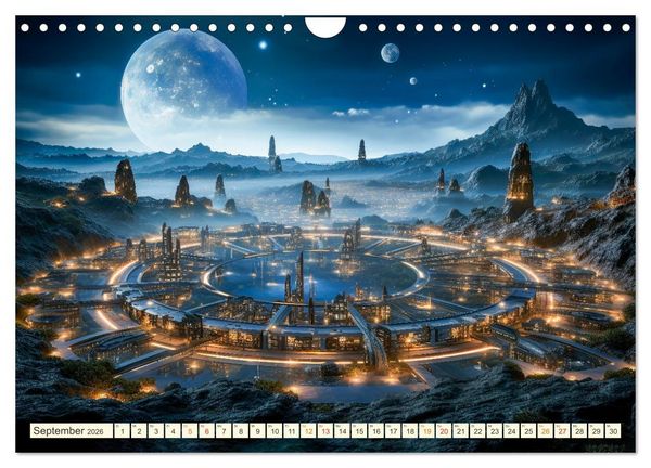 Produktbild: Futuristische Lebens Welten (Wandkalender 2026 DIN A4 quer), CALVENDO Monatskalender