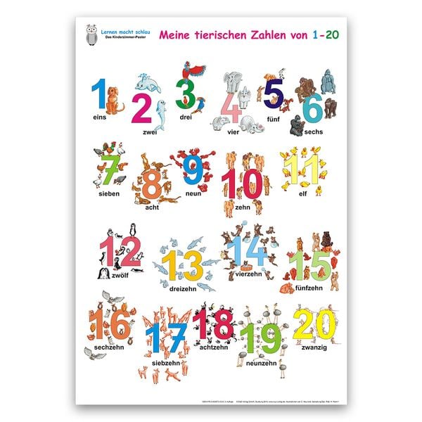 Produktbild: Meine tierischen Zahlen von 1-20. Poster / Meine tierischen Zahlen von 1-20