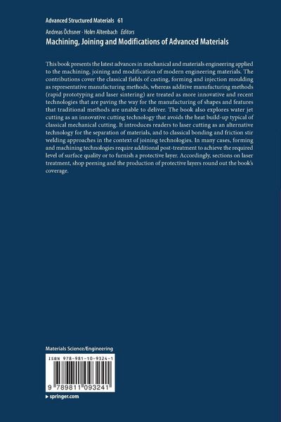 Produktbild: Machining, Joining and Modifications of Advanced Materials