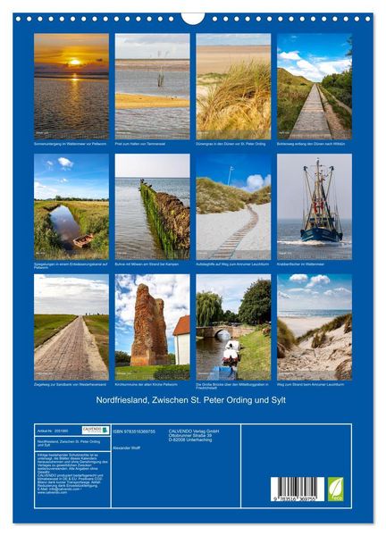 Produktbild: Nordfriesland, Zwischen St. Peter Ording und Sylt (Wandkalender 2026 DIN A3 hoch), CALVENDO Monatskalender