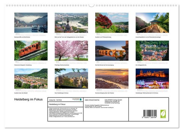 Produktbild: Heidelberg im Fokus (hochwertiger Premium Wandkalender 2026 DIN A2 quer), Kunstdruck in Hochglanz