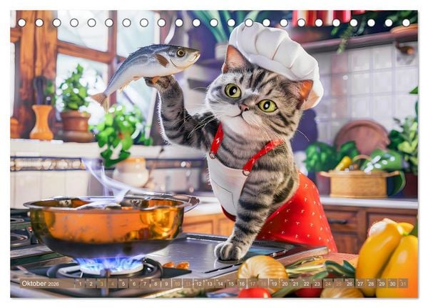 Produktbild: Katzen-Alltag - Ein witziges Jahr mit Kater Tommy (Tischkalender 2026 DIN A5 quer), CALVENDO Monatskalender